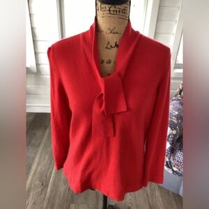 Jones New York Bright Red Tie-Neck Sweater